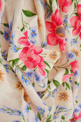 Floral Printed Rayon Linen Slub Fabric