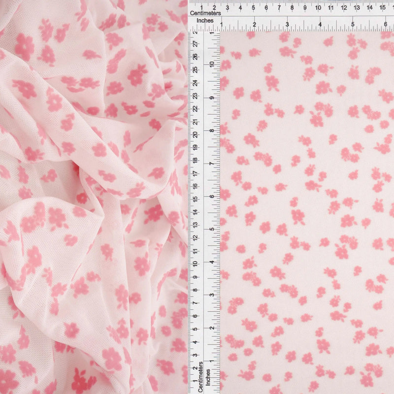 1 Yard Floral Flocking Mesh Fabric, 56/57'' Wide Polyester Spandex Blend