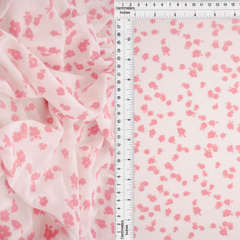 Floral Flocked Mesh Stretch Fabric