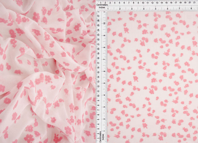 Floral Flocked Mesh Stretch Fabric