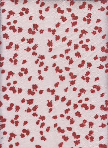 1 Yard Floral Flocking Mesh Fabric, 56/57? Wide Polyester Spandex Blend