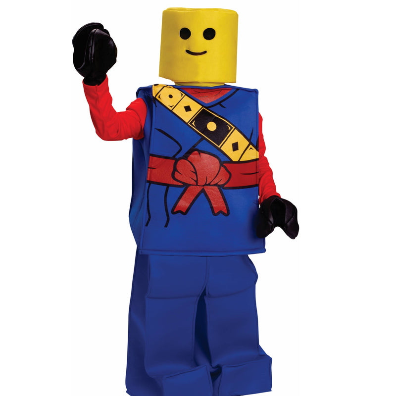 Boys blue ninja costume with tunic pants headpiece and gloves