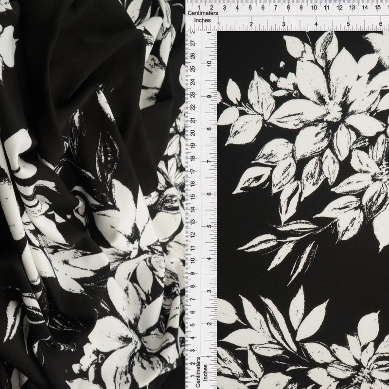 1 Yard DTY Floral Print Fabric 190 GSM Polyester Spandex Blend 58/60" Width