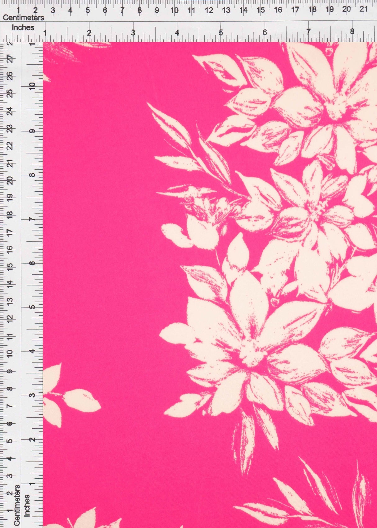 Floral Print Stretch DTY Knit Fabric Fuchsia
