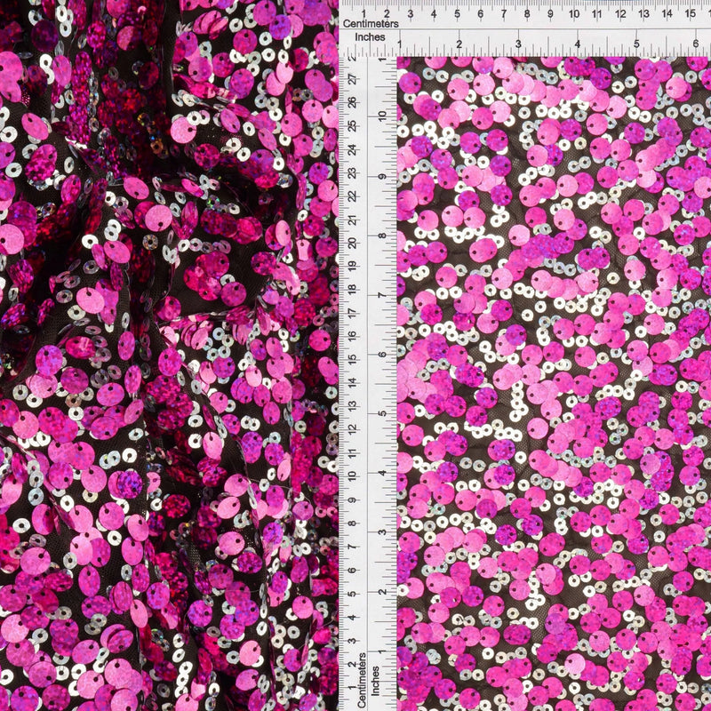 1 Yard Assorted Mesh Sequins Fabric, 58/60'' Wide Nylon Spandex Blend