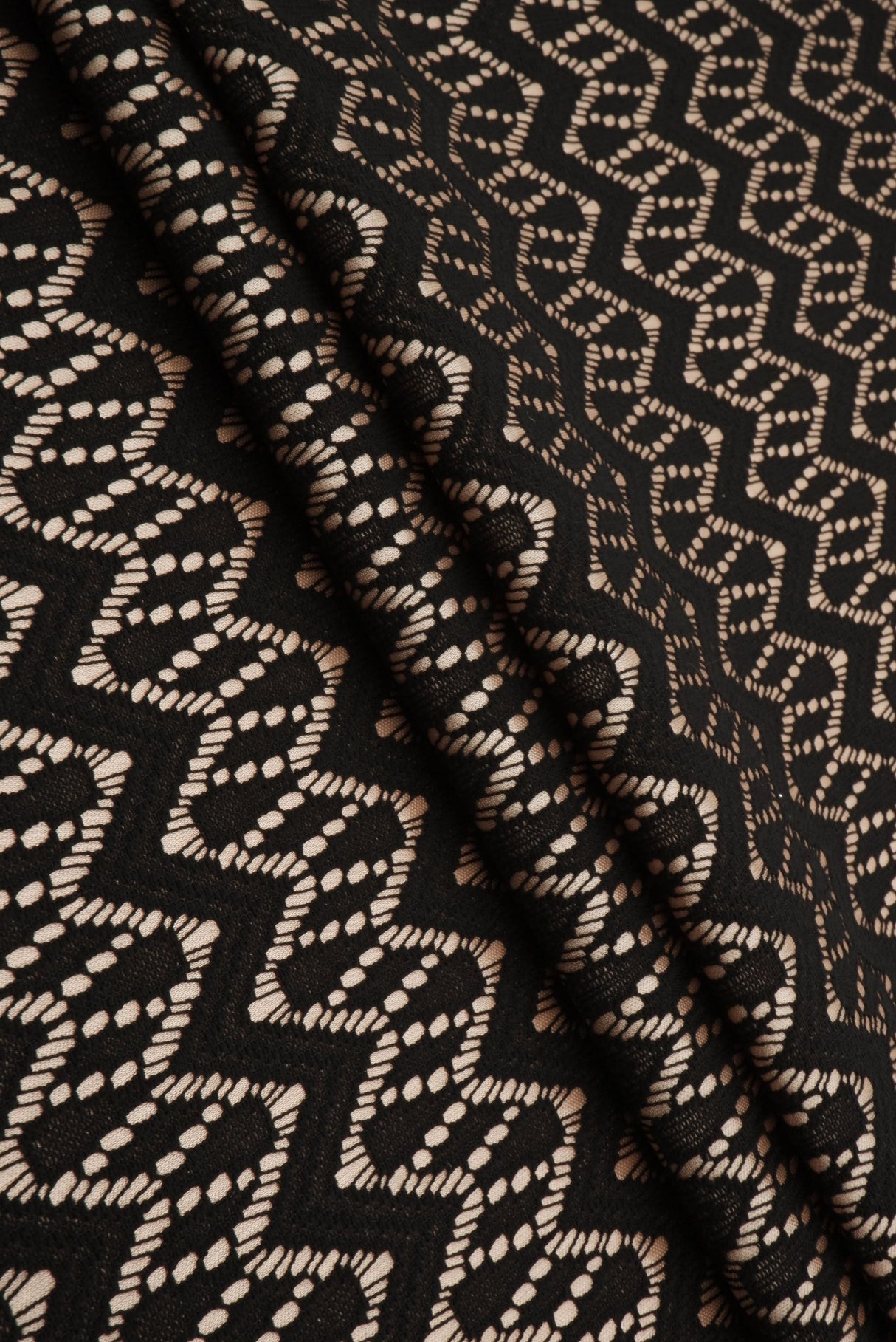 Satin Lace Cream Black