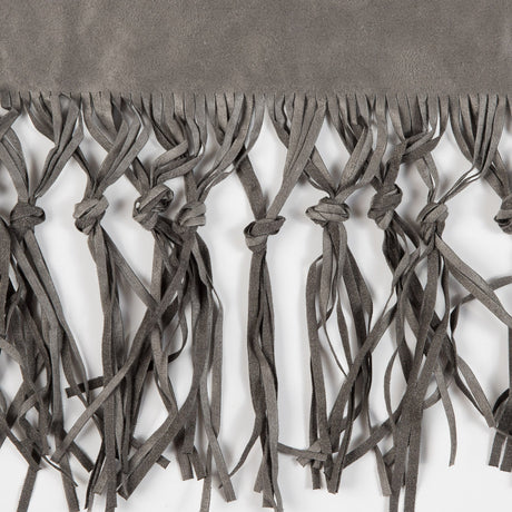 Italian Gray Suede Fringe with Knots 8.5"
