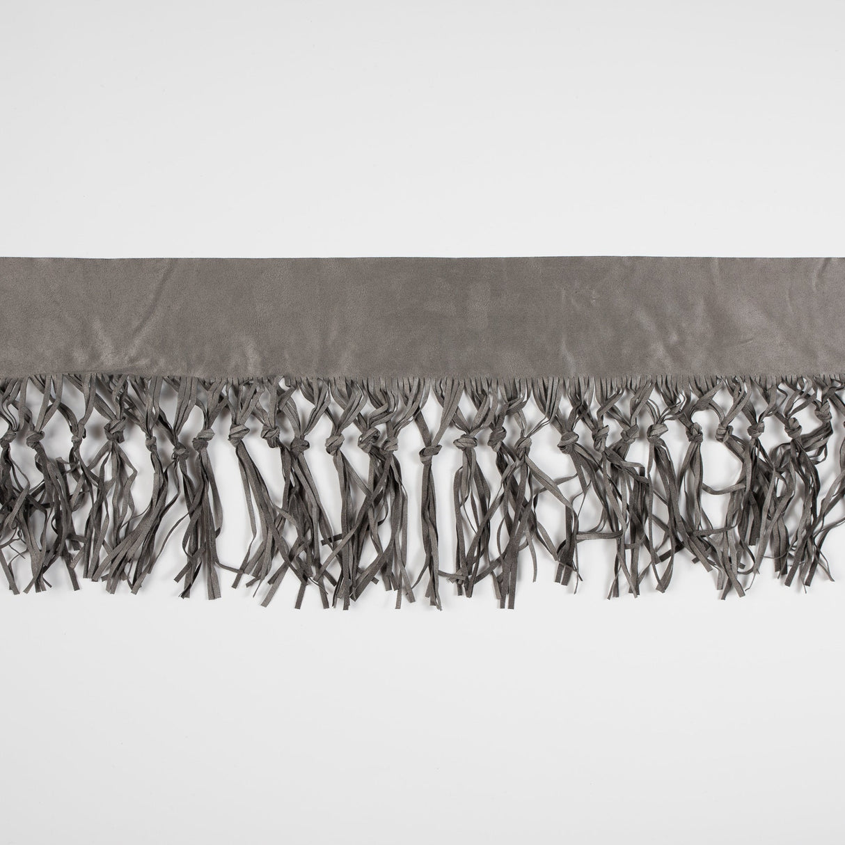 Italian Gray Suede Fringe with Knots 8.5"