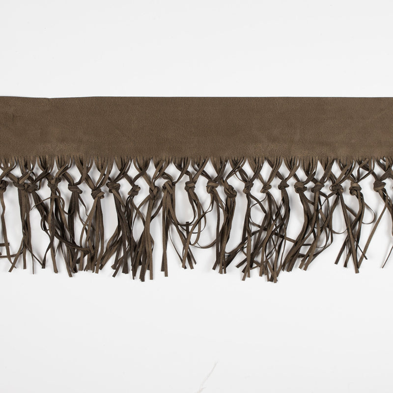 Italian Beige Suede Fringe with Knots - 8.5"