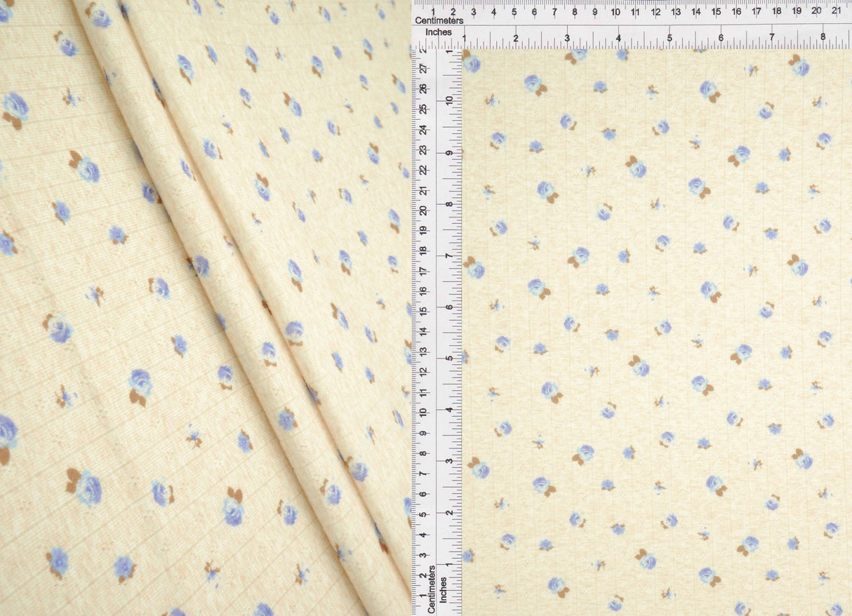 Pointelle Knit Ditsy Floral Print Fabric