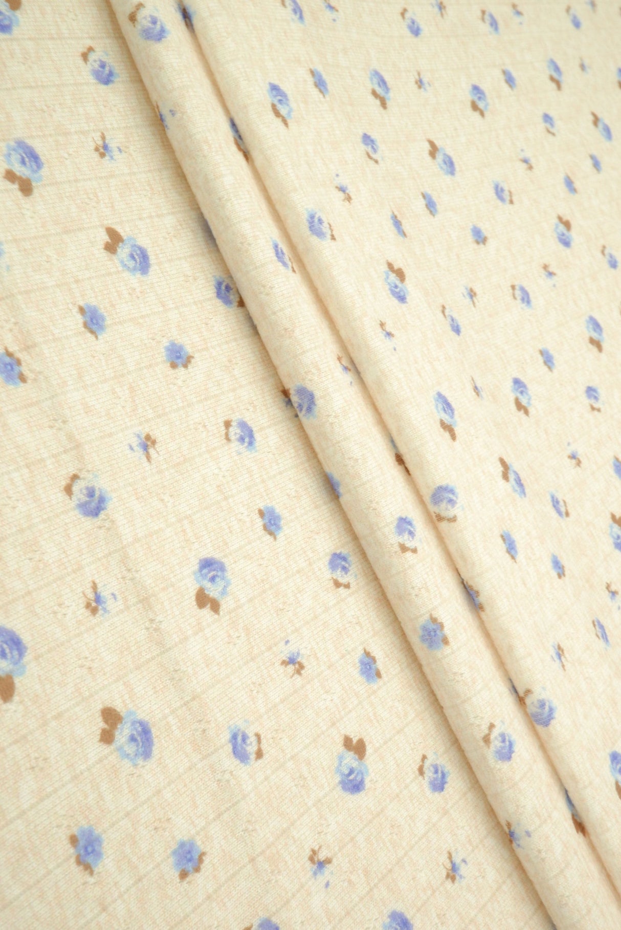 Pointelle Knit Ditsy Floral Print Fabric