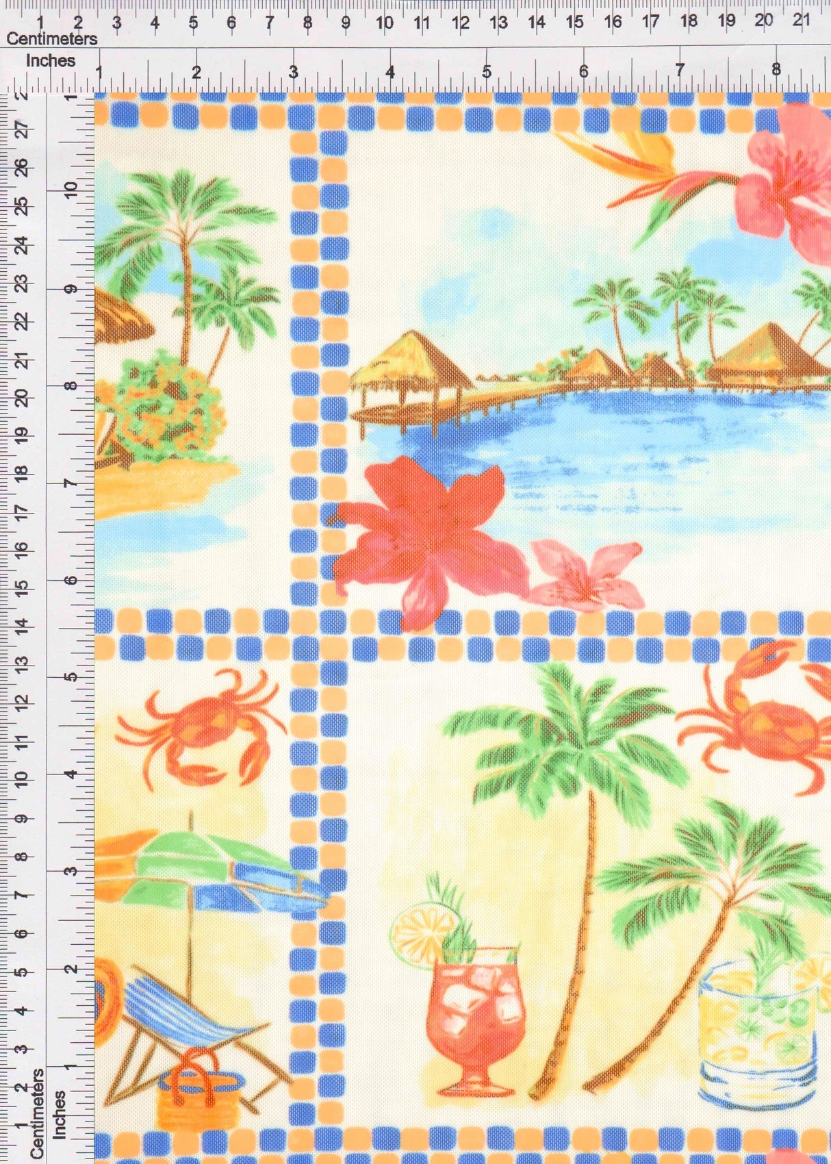 Printed Mesh Scenery Fabric Blue Multi