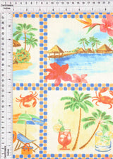 Printed Mesh Scenery Fabric Blue Multi