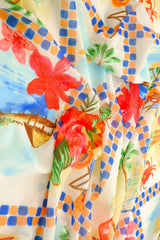 Printed Mesh Scenery Fabric Blue Multi