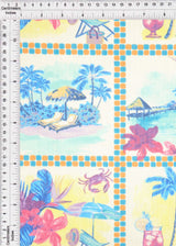 Printed Mesh Scenery Fabric Blue Multi