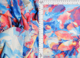 Floral Printed DTY Knit Fabric Blue