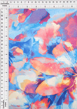 Floral Printed DTY Knit Fabric Blue