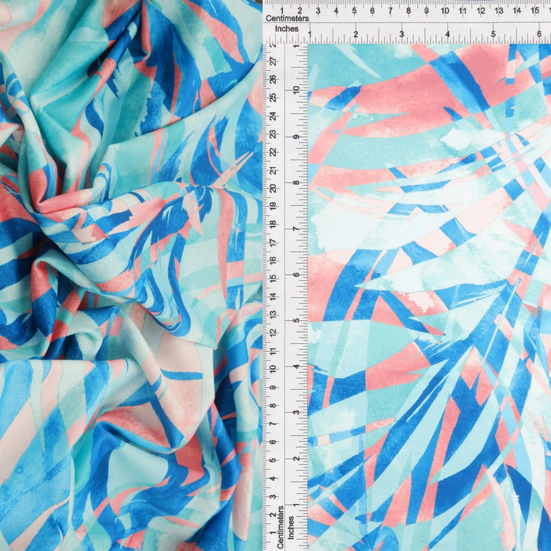 58/60" Width DTY Tropical Leaf Digital Print Fabric 96 Percent Poly 4 Percent Spandex Soft Stretch Material