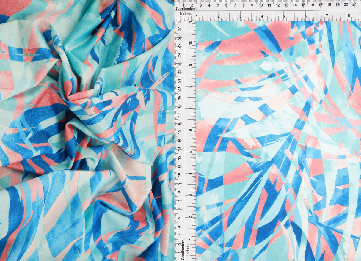 Tropical Leaf DTY Knit Fabric Green