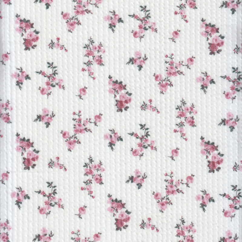 1 Yard Ivory Cozy Ditsy Vintage Floral Double Knit Fabric Digital Print Poly Rayon Spandex 54/56 Inches Wide