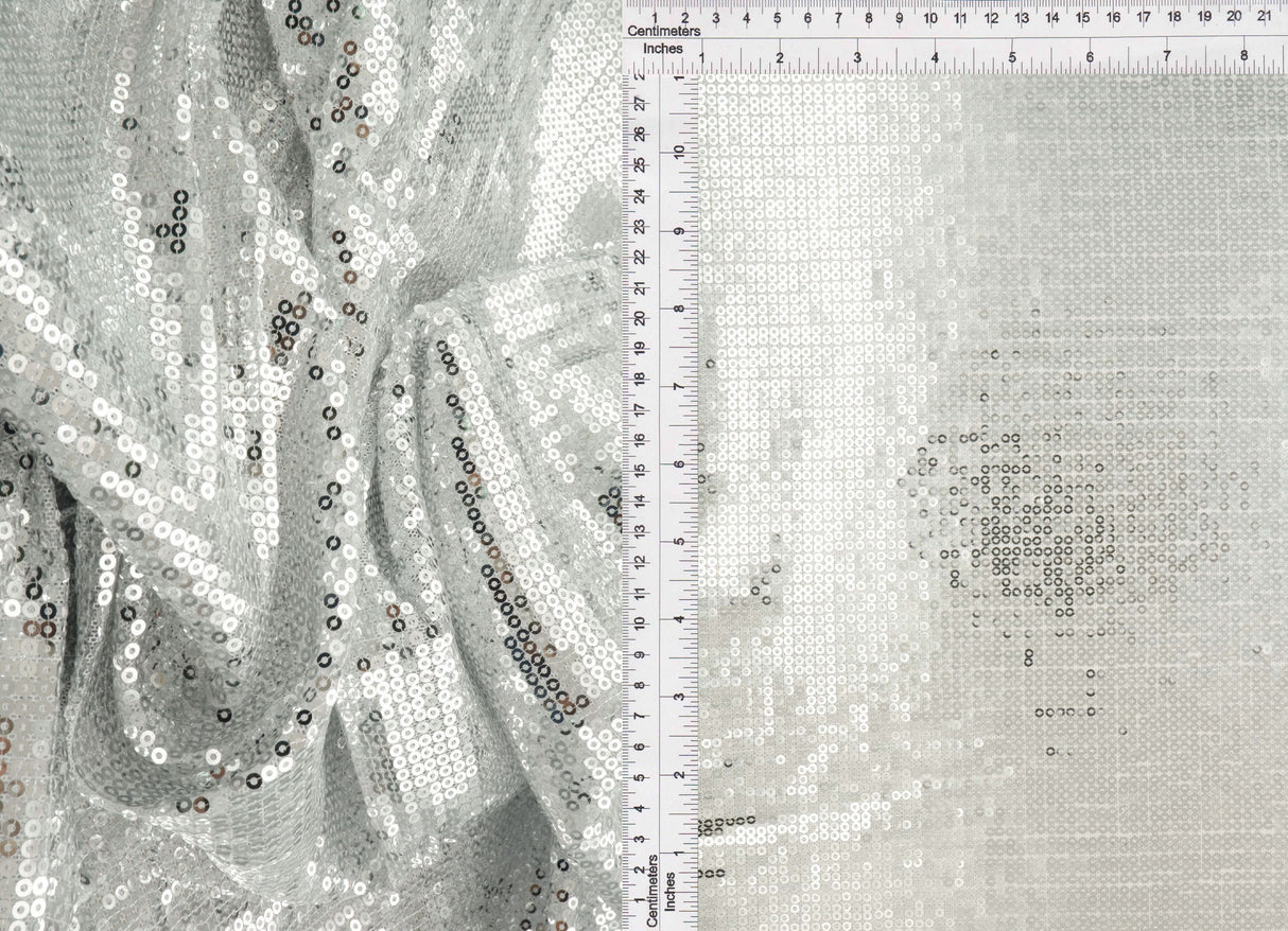 Embroidered Sequin Mesh Silver