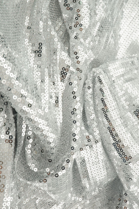 Embroidered Sequin Mesh Silver