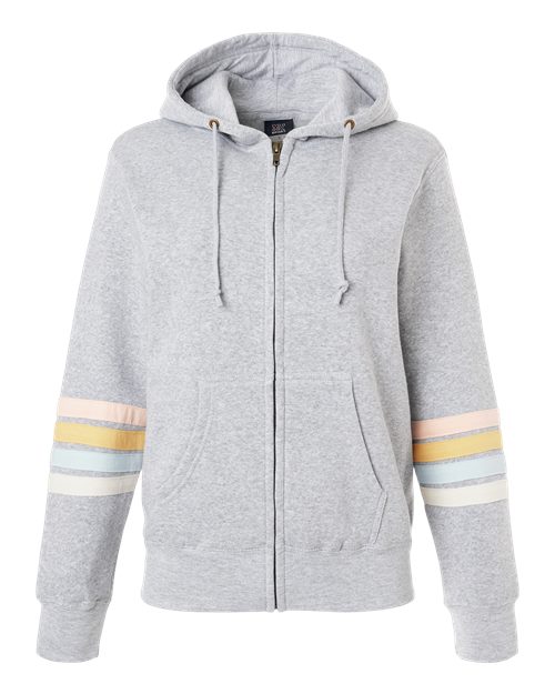 Women's Striped Sleeves Full-Zip Hooded Sweatshirt