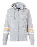 Women's Striped Sleeves Full-Zip Hooded Sweatshirt