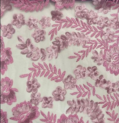 Embroidered Sequin Mesh Stretch Fabric