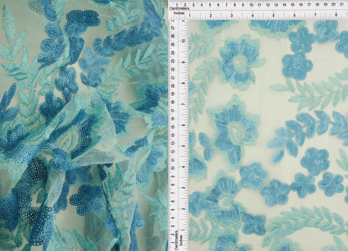 Embroidered Sequin Mesh Stretch Fabric
