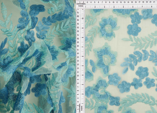 Embroidered Sequin Mesh Stretch Fabric