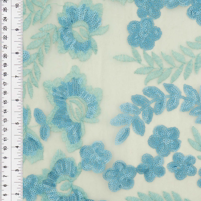 1 Yard Mesh Sequins Embroidery Fabric, Polyester Spandex Blend