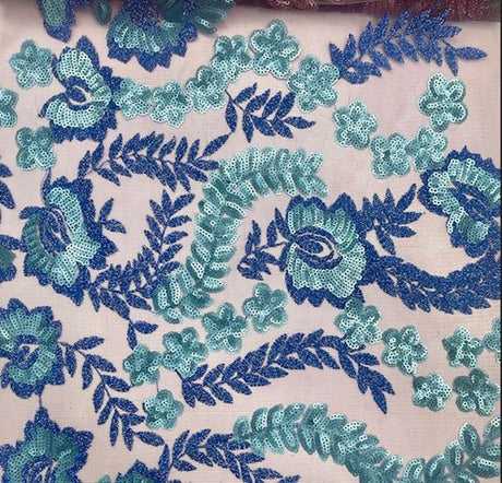 Embroidered Sequin Mesh Stretch Fabric