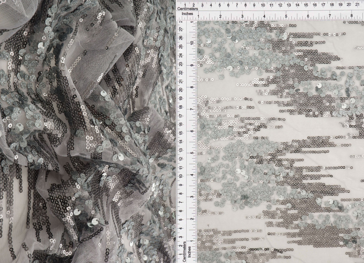 Embroidered Sequin Mesh Stretch Fabric