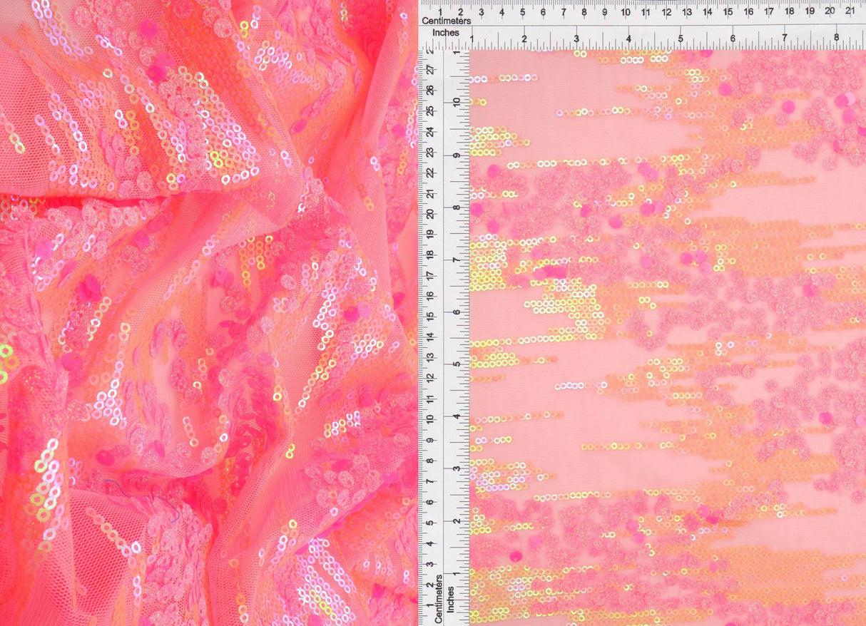 Embroidered Sequin Mesh Stretch Fabric