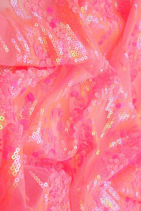 Embroidered Sequin Mesh Stretch Fabric