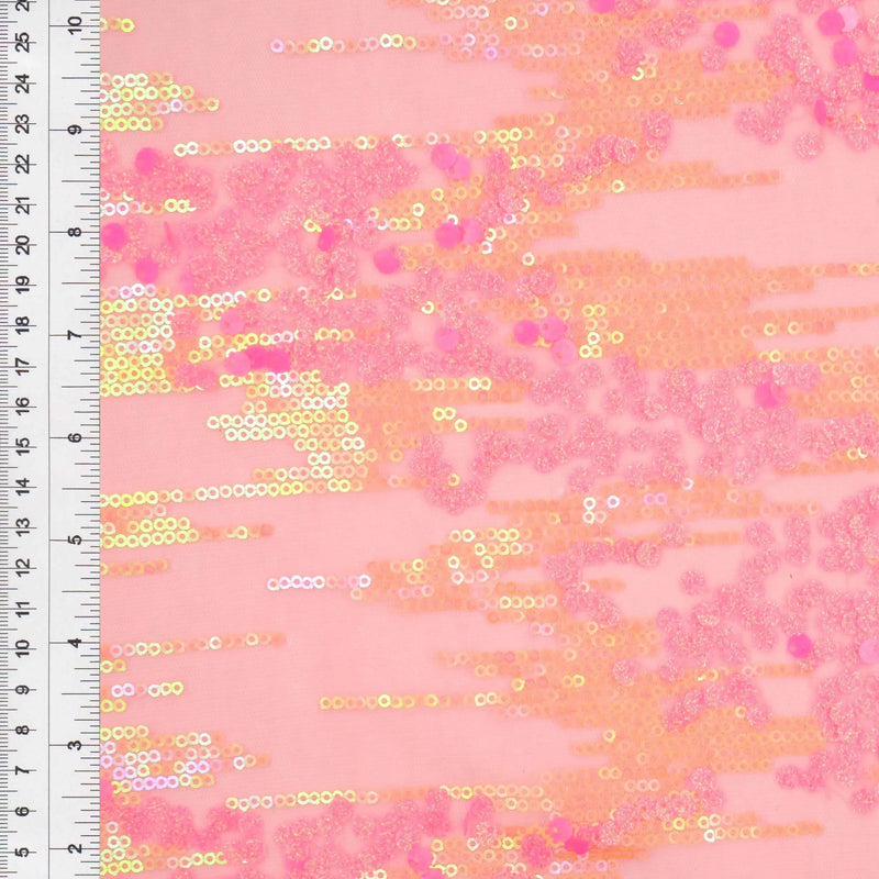 1 Yard Mesh Sequins Embroidery Fabric, Polyester Spandex Blend