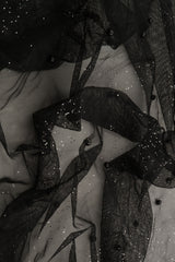 Embroidered Sequin Mesh Stretch Fabric Black