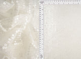 Embroidered Sequin Mesh Stretch Fabric White