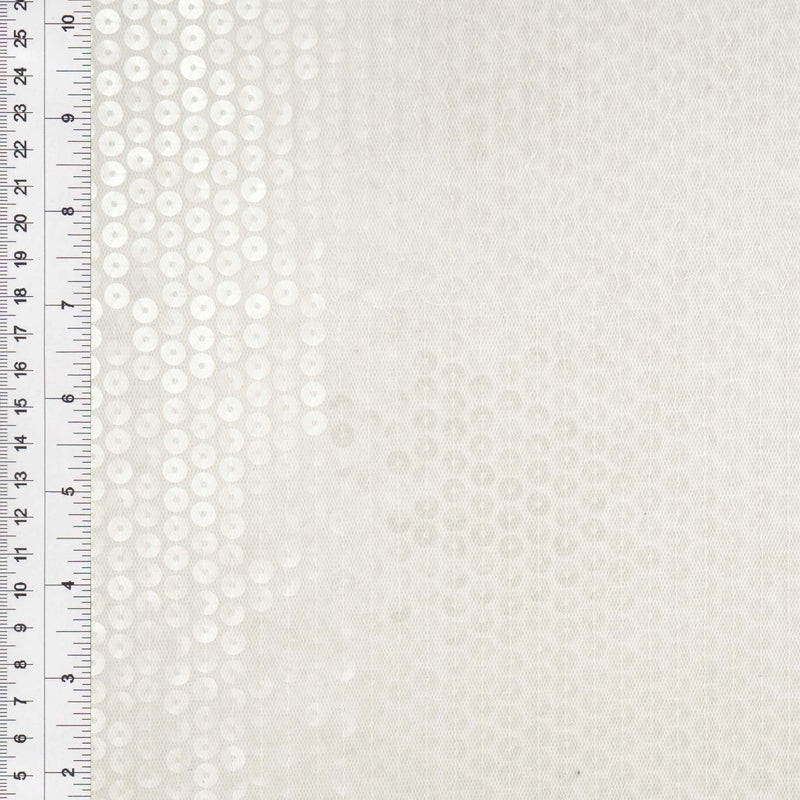 1 Yard White Mesh Sequins Embroidery Fabric, Polyester Spandex Blend