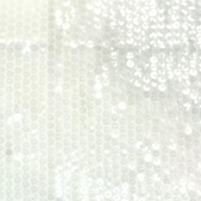 Embroidered Sequin Mesh Stretch Fabric White