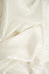 Embroidered Sequin Mesh Stretch White Fabric