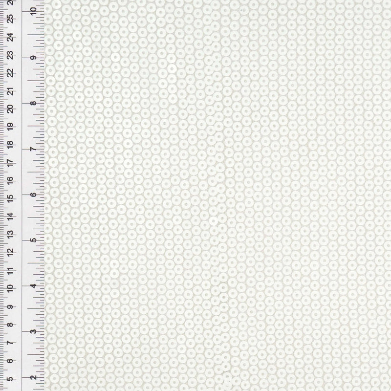 1 Yard White Mesh Sequins Embroidery Fabric, Polyester Spandex Blend