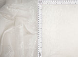Embroidered Sequin Mesh Stretch Fabric Ivory