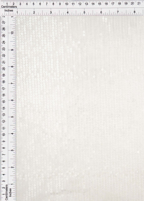 Embroidered Sequin Mesh Stretch Fabric Ivory