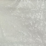 Embroidered Sequin Mesh Stretch Fabric Ivory