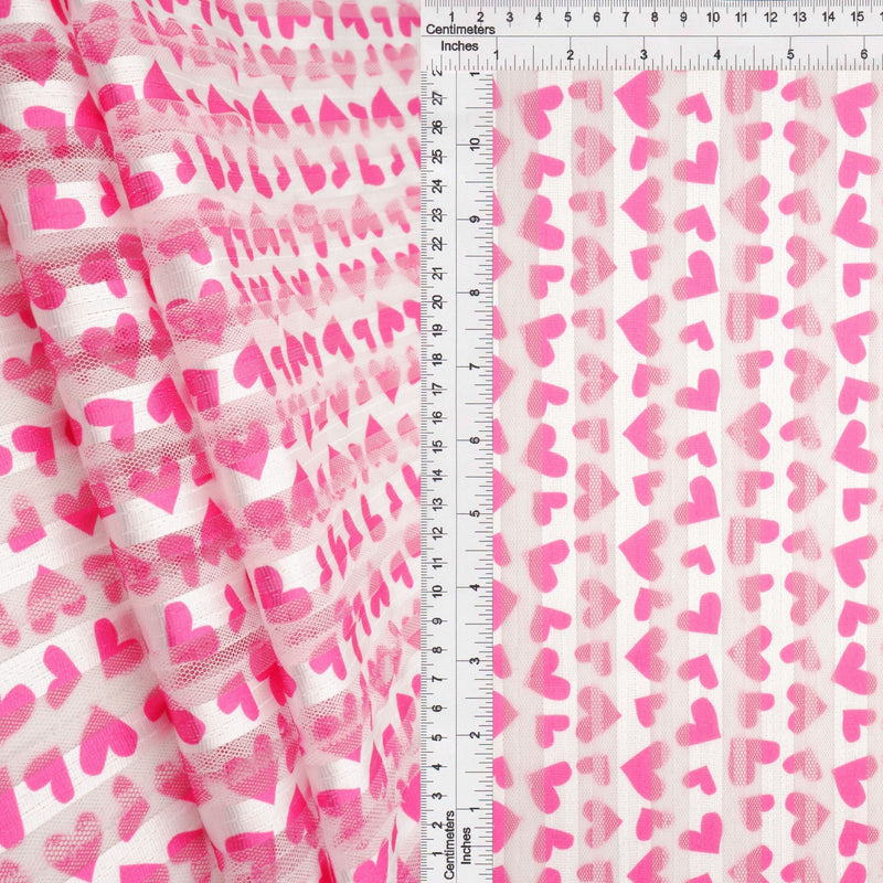 Embroidered Sequin Mesh Stretch Fabric Fuchsia