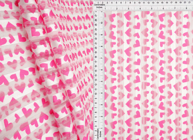Embroidered Sequin Mesh Stretch Fabric Fuchsia