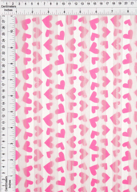 Embroidered Sequin Mesh Stretch Fabric Fuchsia