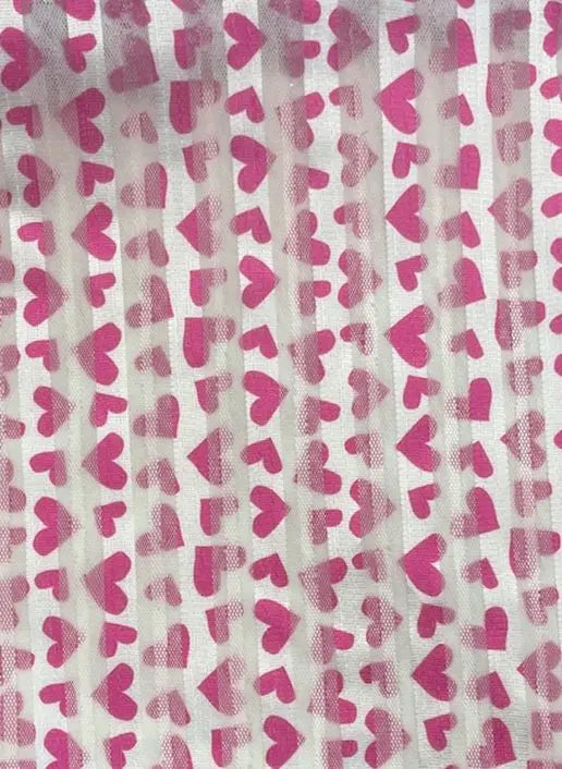 1 Yard Fuchsia Mesh Sequins Embroidery Fabric, Polyester Spandex Blend